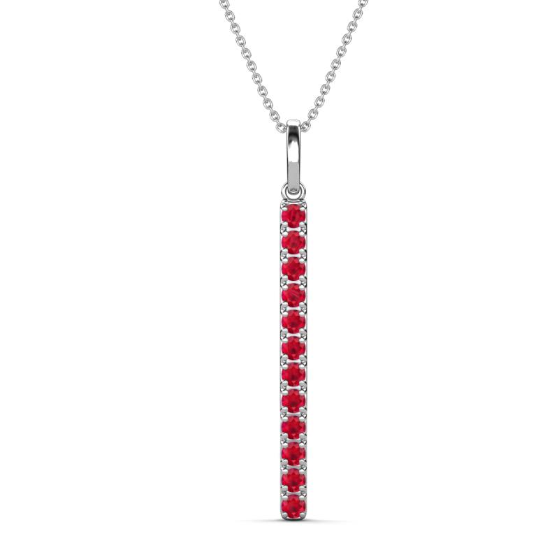 Stephanie ctw Round Ruby Vertical Pendant Necklace Round Ruby ctw Women Vertical Pendant Necklace K White GoldIncluded Inches K White Gold Chain