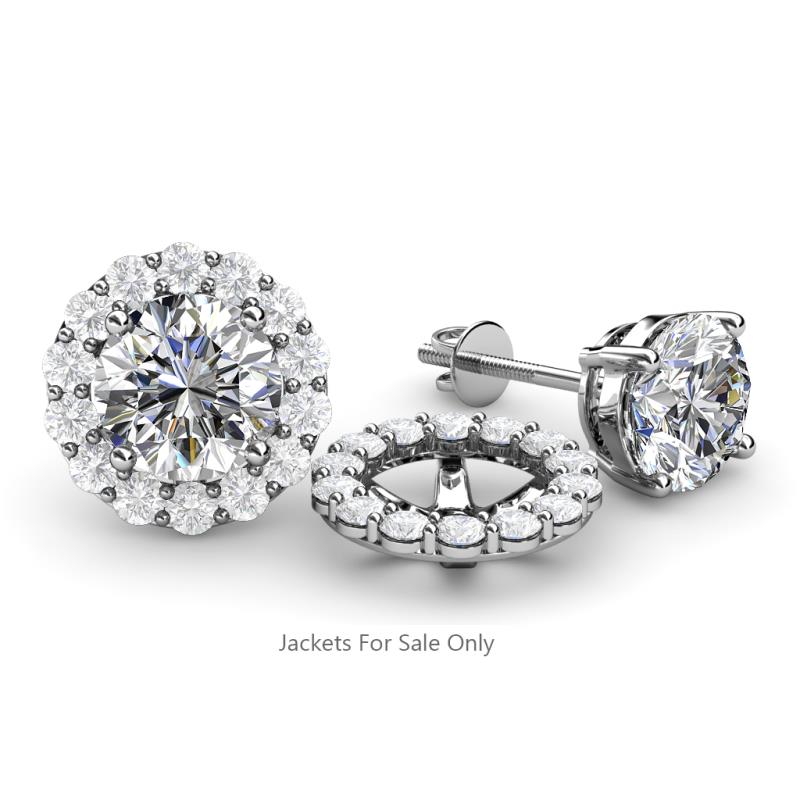 Serena ctw Round White Sapphire Jackets Earrings Round White Sapphire ctw Halo Jackets for Stud Earrings in K White Gold