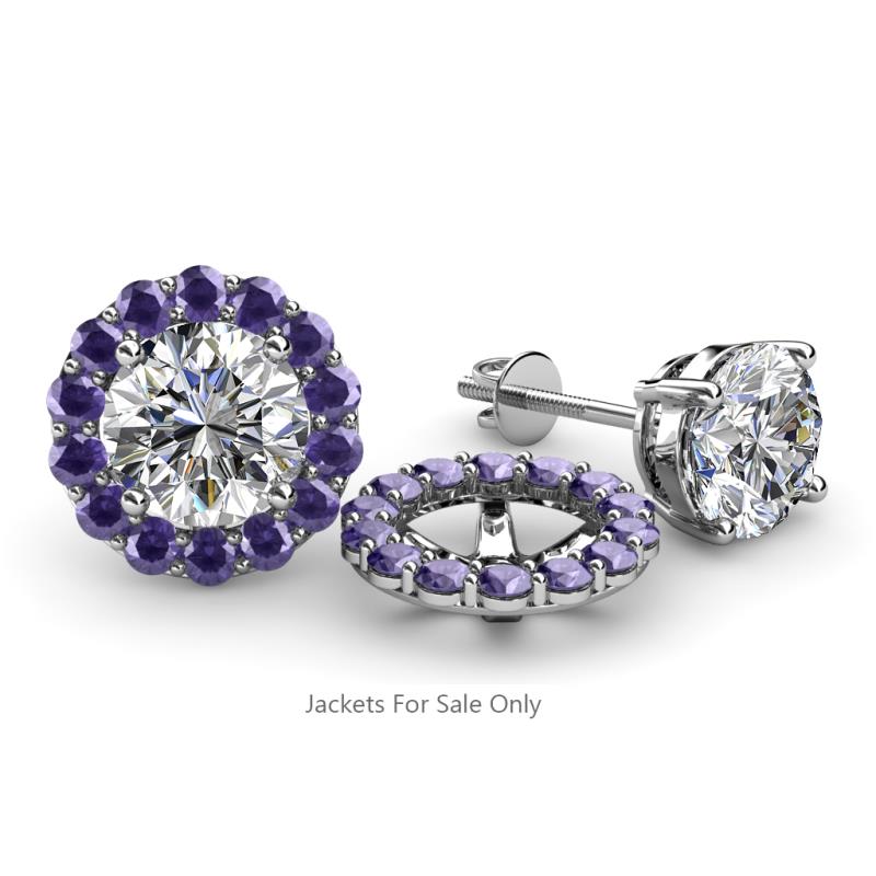 Serena ctw Round Iolite Jackets Earrings Round Iolite ctw Halo Jackets for Stud Earrings in K White Gold