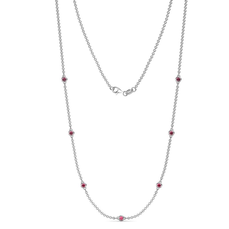 Salina 7Stn Ruby on Cable Necklace Stone Ruby ctw Womens Station Necklace K White Gold