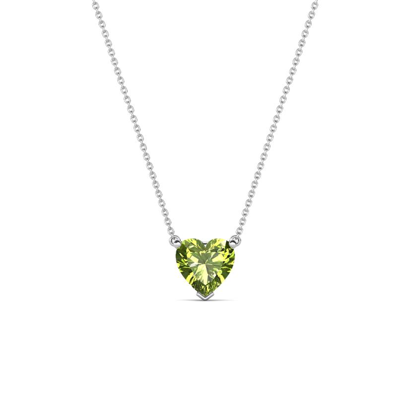 Zaria ct Peridot Heart Shape Solitaire Pendant Necklace ct Peridot Heart Shape Solitaire Pendant Necklace in K White GoldIncluded Inches K White Gold Chain