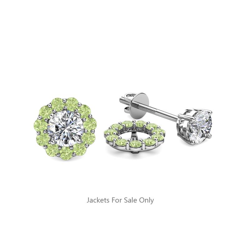 Serena ctw Round Peridot Jackets Earrings Round Peridot ctw Halo Jackets for Stud Earrings in K White Gold