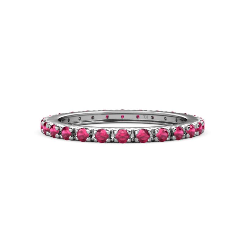 Gracie Round Ruby Eternity Band Round Ruby French Set Womens Eternity Ring Stackable ctw K White Gold