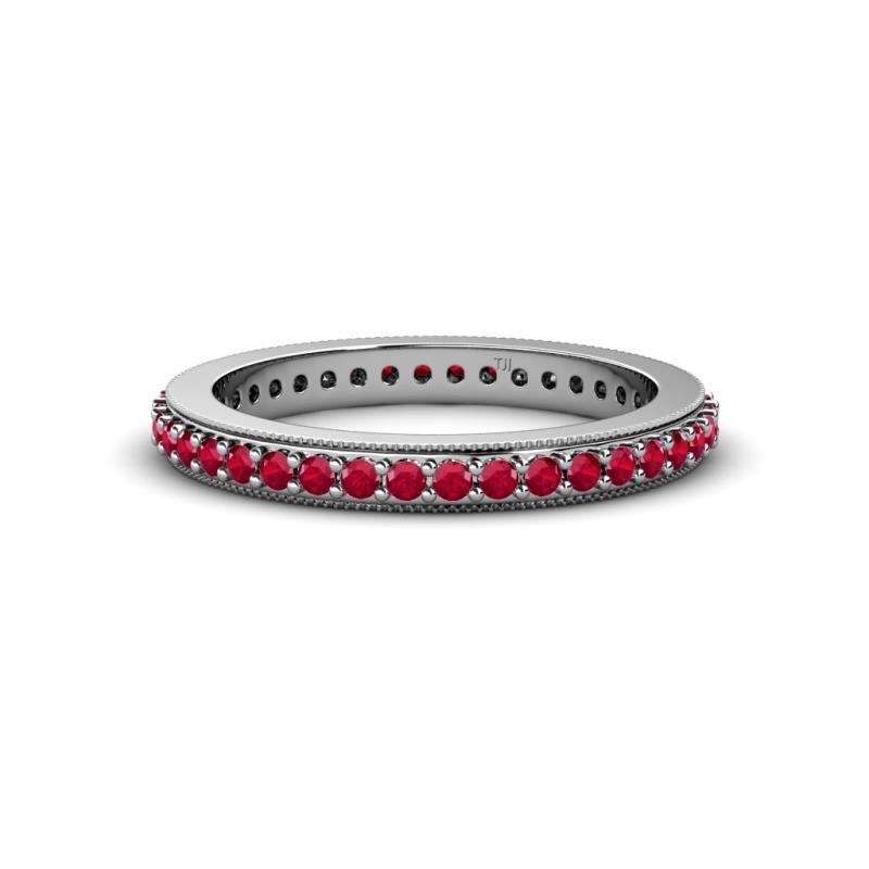 Caitlin Ruby Eternity Band Ruby Milgrain Womens Eternity Ring Stackable ctw K White Gold