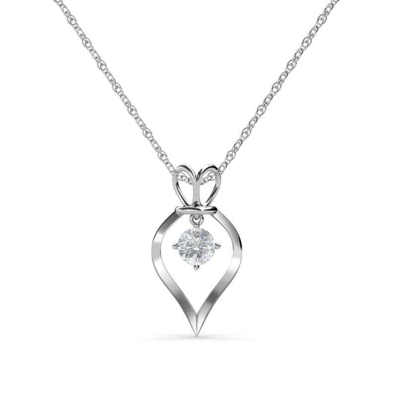 Sallie White Sapphire Heart Pendant White Sapphire Royal Heart Pendant Necklace ct K White GoldIncluded Inches K White Gold Chain