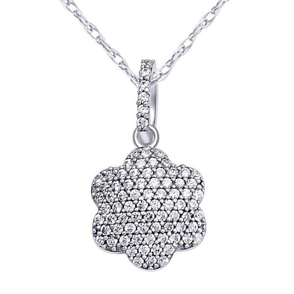 Cluster Pendant Natural White Round Diamond cttw Cluster Pendant in K White GoldIncluded inches K White Gold Chain