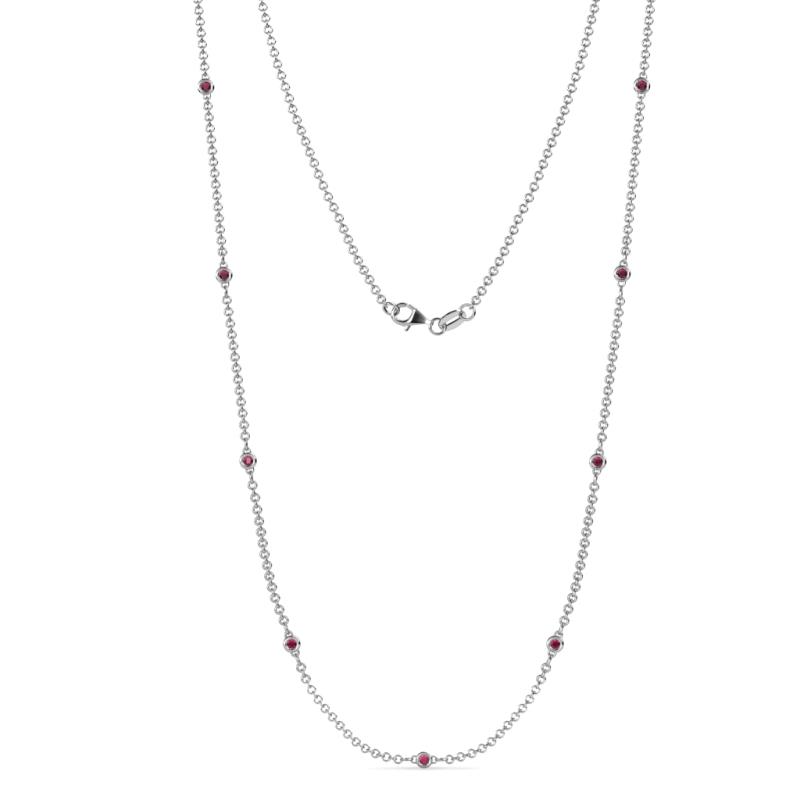Adia 9Stn Ruby on Cable Necklace Stone Ruby ctw Womens Station Necklace K White Gold