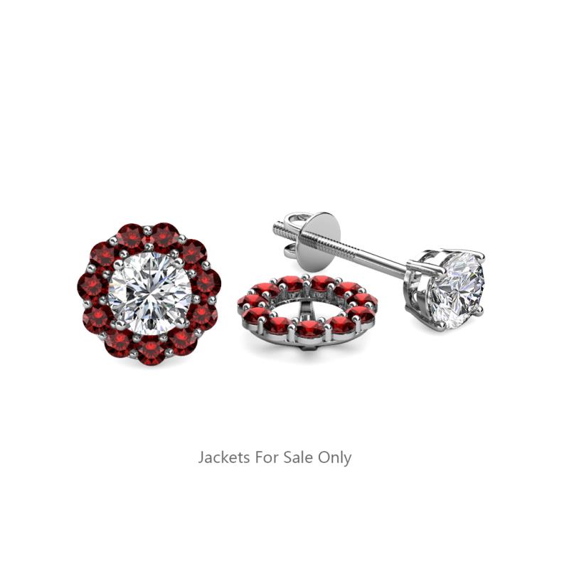 Serena ctw Round Red Garnet Jackets Earrings Round Red Garnet ctw Halo Jackets for Stud Earrings in K White Gold