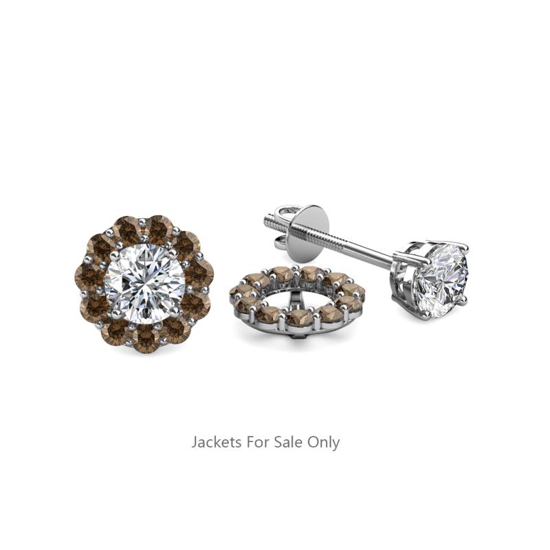 Serena ctw Round Smoky Quartz Jackets Earrings Round Smoky Quartz ctw Halo Jackets for Stud Earrings in K White Gold