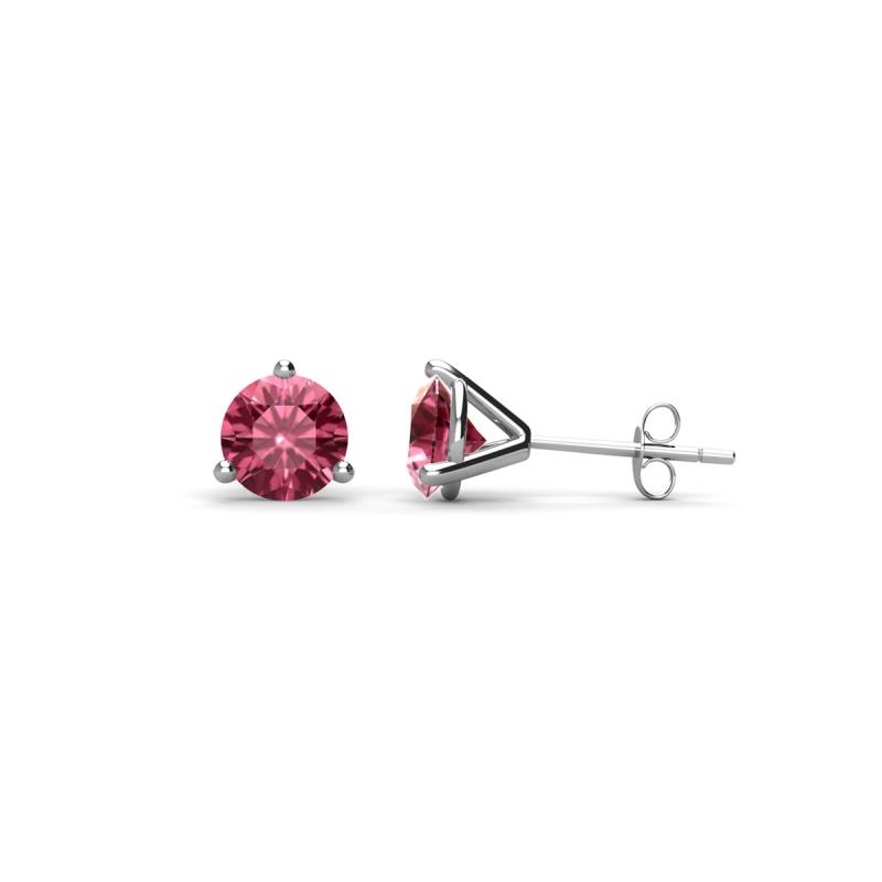 Pema ctw Pink Tourmaline Martini Solitaire Stud Earrings Pink Tourmaline Three Prong Martini Stud Earrings cttw in K White Gold