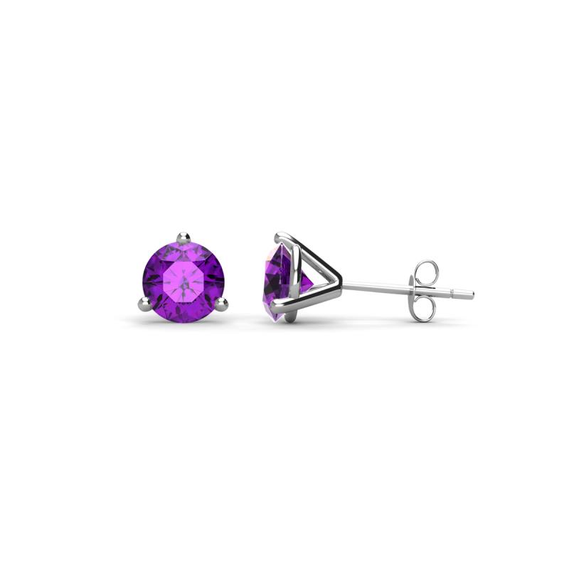 Pema ctw Amethyst Martini Solitaire Stud Earrings Amethyst Three Prong Martini Stud Earrings cttw in K White Gold