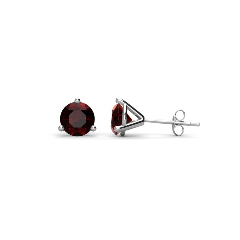 Pema ctw Red Garnet Martini Solitaire Stud Earrings Red Garnet Three Prong Martini Stud Earrings cttw in K White Gold