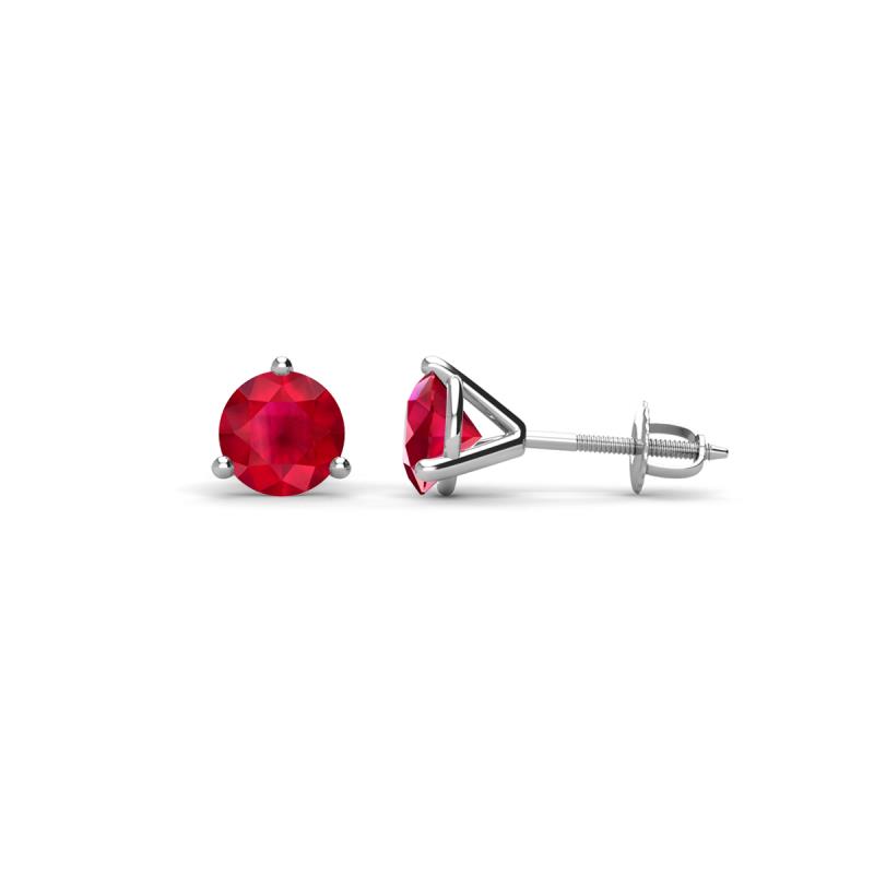Pema ctw Ruby Martini Solitaire Stud Earrings Ruby Three Prong Martini Stud Earrings cttw in K White Gold