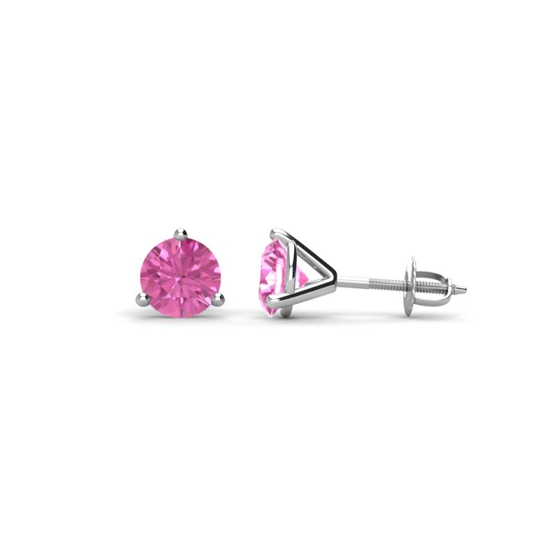 Pema ctw Pink Sapphire Martini Solitaire Stud Earrings Pink Sapphire Three Prong Martini Stud Earrings cttw in K White Gold