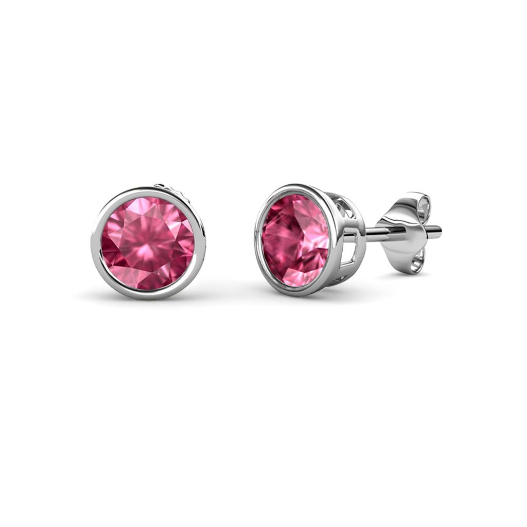 Carys Pink Tourmaline Solitaire Stud Earrings Pink Tourmaline Bezel Set Solitaire Womens Stud Earrings ctw K White Gold
