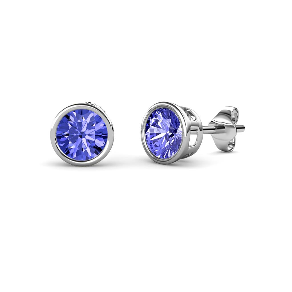 Carys Tanzanite Solitaire Stud Earrings Tanzanite Bezel Set Solitaire Womens Stud Earrings ctw K White Gold