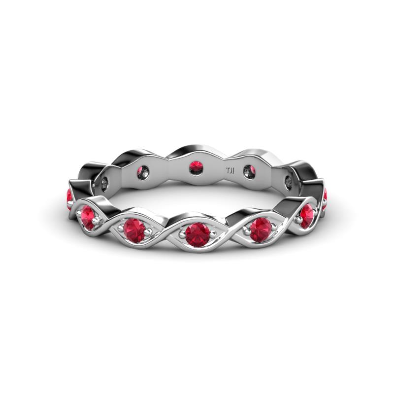 Breanna Ruby Eternity Band Ruby Twisted Womens Eternity Ring Stackable ctw K White Gold