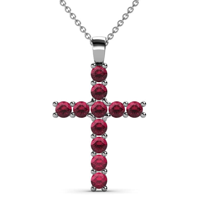 Elihu Ruby Cross Pendant Ruby Womens Cross Pendant Necklace ctw K White GoldIncluded Inches K White Gold Chain