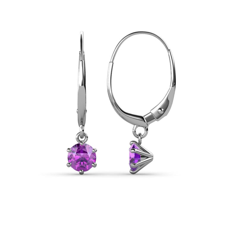 Calla Amethyst Solitaire Dangling Earrings Amethyst ctw Six Prong Womens Solitaire Drop and Dangle Earrings K White Gold