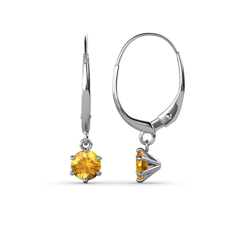 Calla Citrine Solitaire Dangling Earrings Citrine ctw Six Prong Womens Solitaire Drop and Dangle Earrings K White Gold