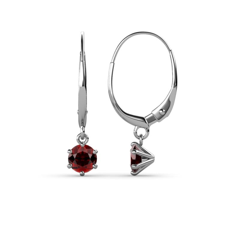 Calla Red Garnet Solitaire Dangling Earrings Red Garnet ctw Six Prong Womens Solitaire Drop and Dangle Earrings K White Gold