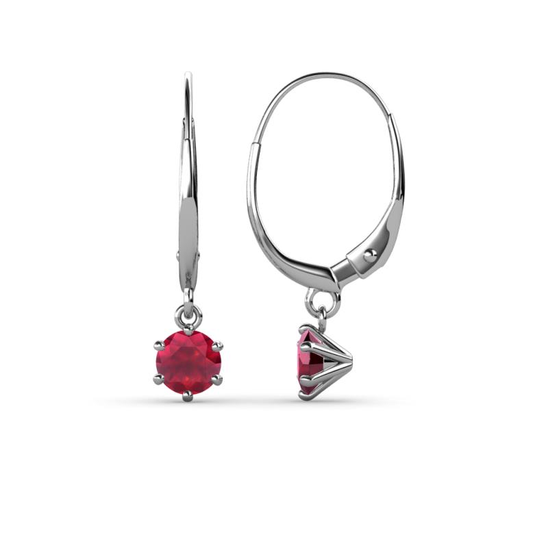 Calla Ruby Solitaire Dangling Earrings Ruby ctw Six Prong Womens Solitaire Drop and Dangle Earrings K White Gold