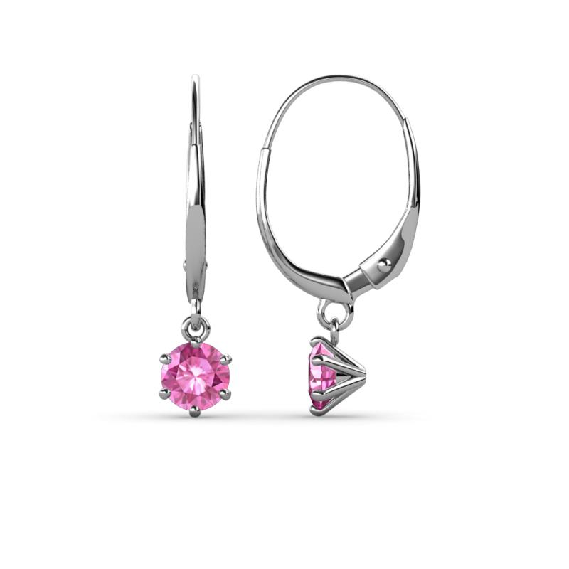 Calla Pink Sapphire Solitaire Dangling Earrings Pink Sapphire ctw Six Prong Womens Solitaire Drop and Dangle Earrings K White Gold