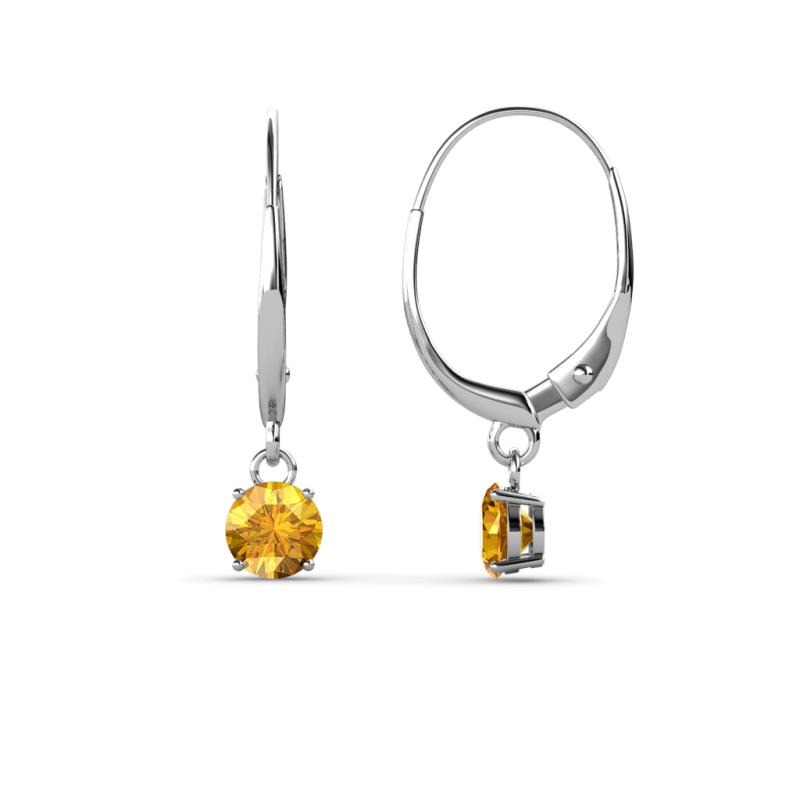Grania Citrine Solitaire Dangling Earrings Citrine ctw Four Prong Womens Solitaire Drop and Dangle Earrings K White Gold