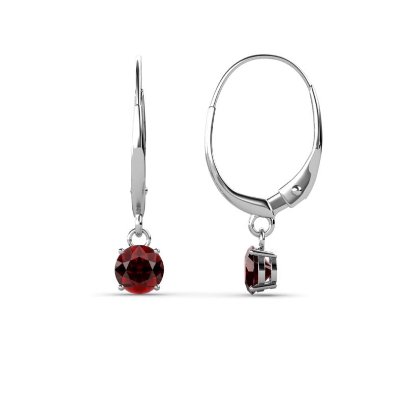 Grania Red Garnet Solitaire Dangling Earrings Red Garnet ctw Four Prong Womens Solitaire Drop and Dangle Earrings K White Gold