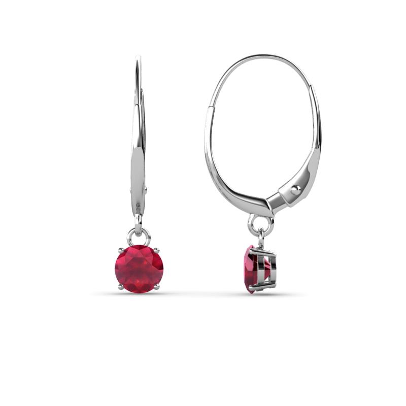 Grania Ruby Solitaire Dangling Earrings Ruby ctw Four Prong Womens Solitaire Drop and Dangle Earrings K White Gold