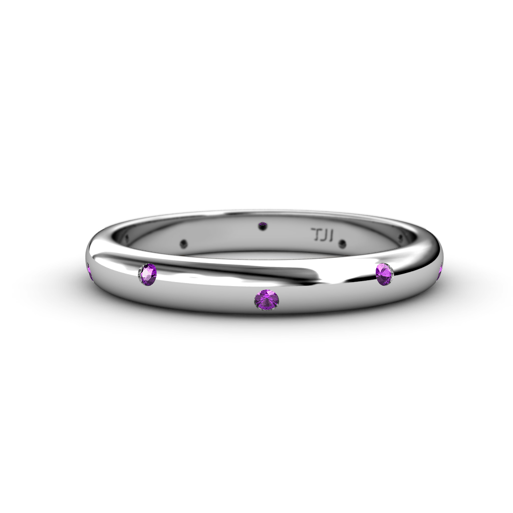 Elara 0.16 ctw Amethyst (1.70 mm) set in Burnish Setting 3.00 mm Width Eternity Band 