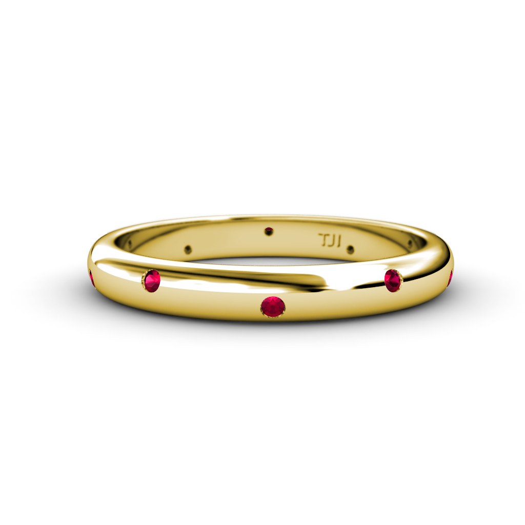 Elara 0.21 ctw Ruby (1.70 mm) set in Burnish Setting 3.00 mm Width Eternity Band 