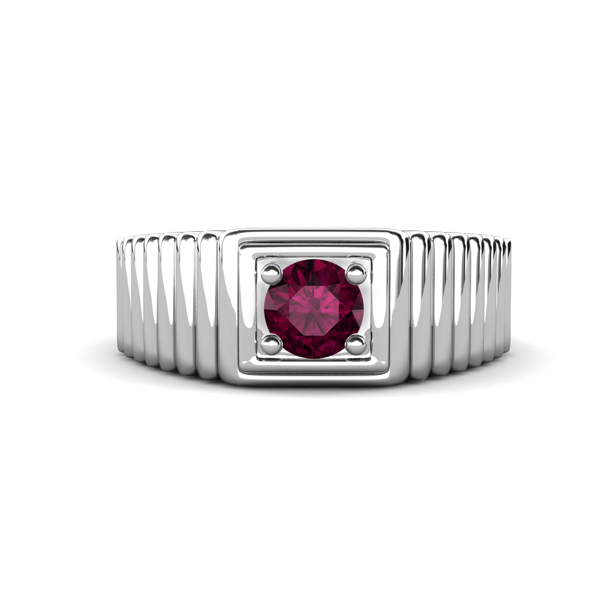 Angelo 0.50 ct Rhodolite Garnet Ribbed Shank Solitaire Men Band (8 mm) 