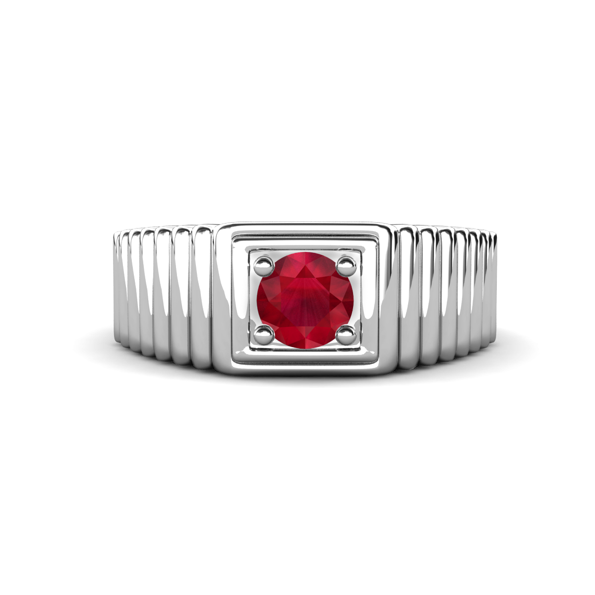 Angelo 0.55 ct Ruby Ribbed Shank Solitaire Men Band (8 mm) 