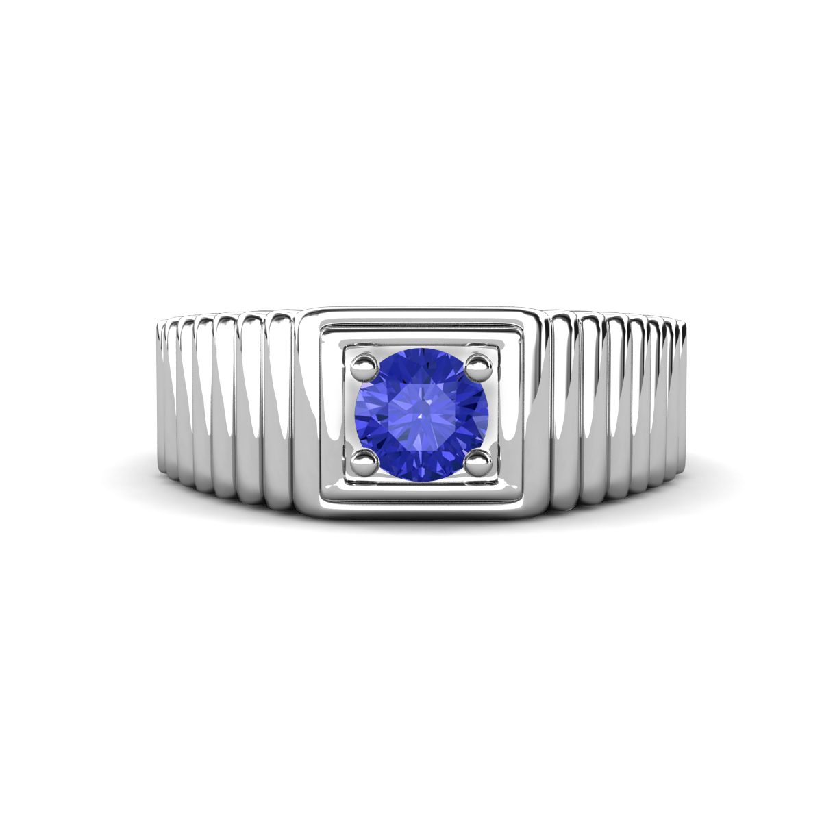 Angelo 0.47 ct Tanzanite Ribbed Shank Solitaire Men Band (8 mm) 