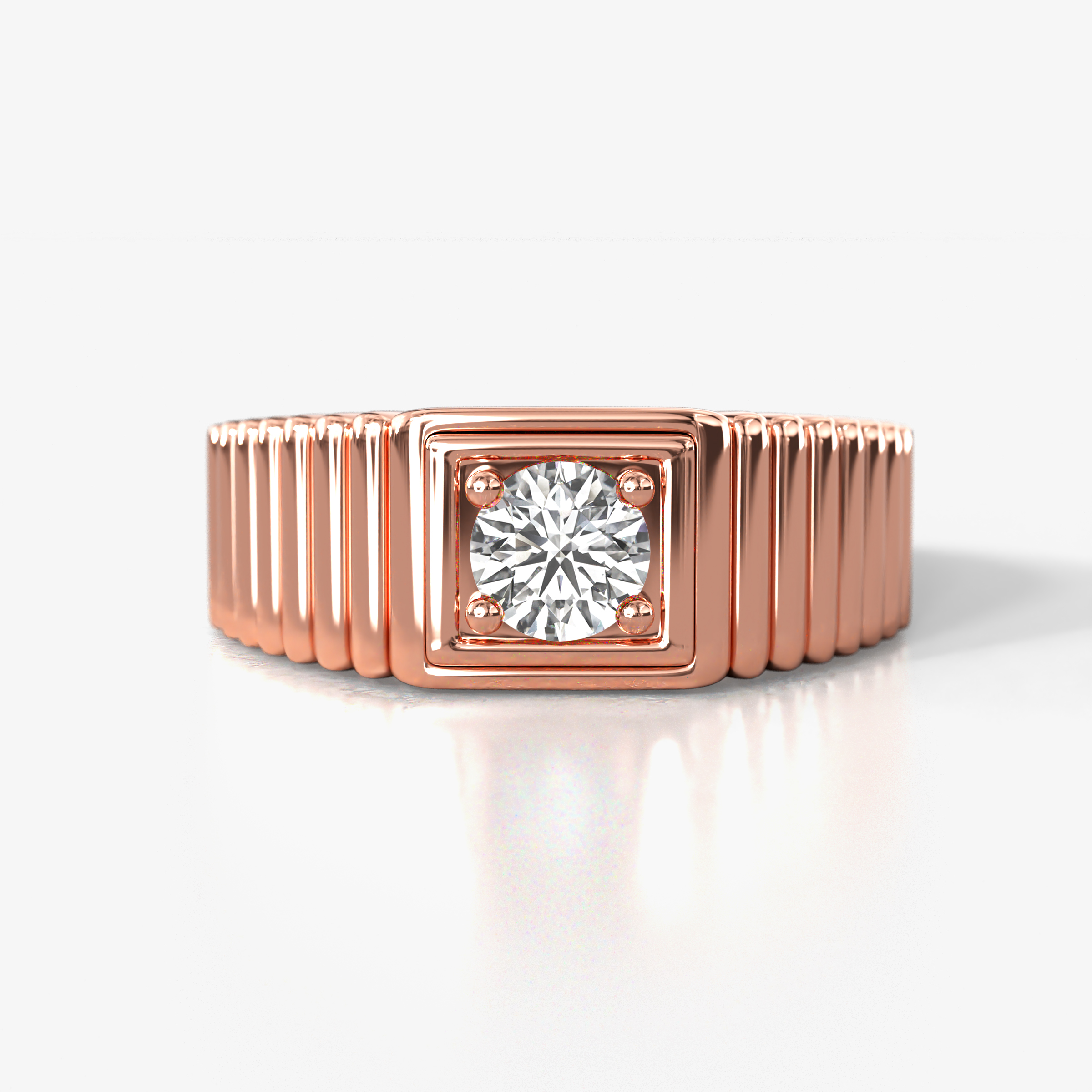 Angelo 0.45 ct Moissanite Ribbed Shank Solitaire Men Band (8 mm) 