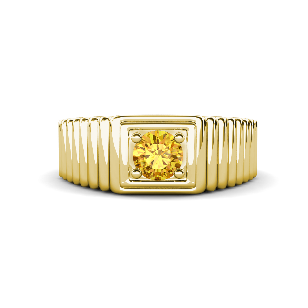 Angelo 0.40 ct Citrine Ribbed Shank Solitaire Men Band (8 mm) 