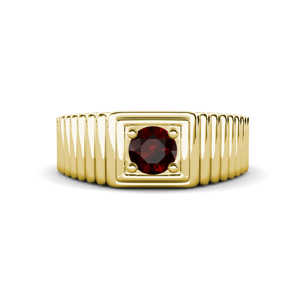 Angelo 0.63 ct Red Garnet Ribbed Shank Solitaire Men Band (8 mm) 
