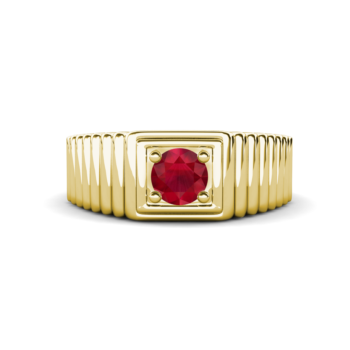Angelo 0.55 ct Ruby Ribbed Shank Solitaire Men Band (8 mm) 