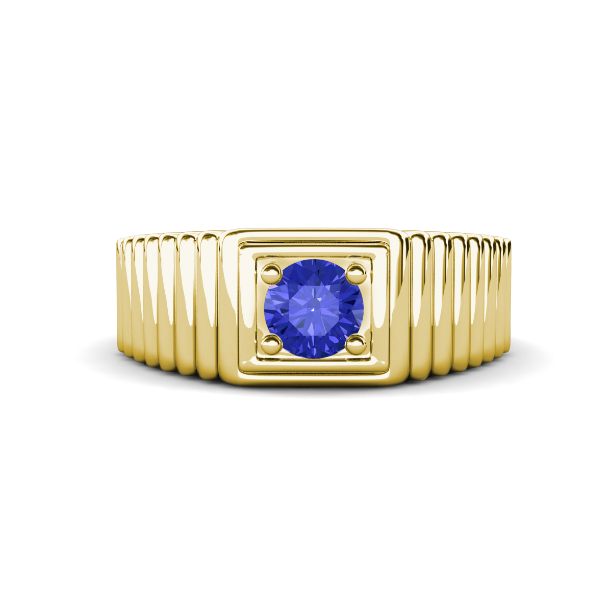 Angelo 0.47 ct Tanzanite Ribbed Shank Solitaire Men Band (8 mm) 