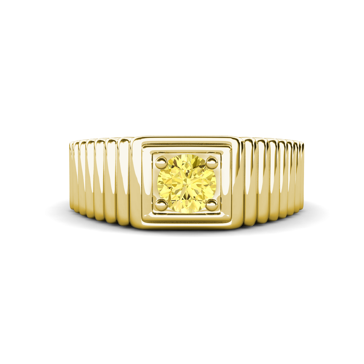 Angelo 0.53 ct Yellow Sapphire Ribbed Shank Solitaire Men Band (8 mm) 