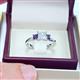 2 - Michele 1.52 ctw (5.50 mm) 3 Stone Princess Cut Natural Diamond and Blue Sapphire Twisted Vine Engagement Ring 