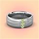 2 - LeBron Round Peridot with Brushed and Polished Finish Three Stone Men's Wedding Band (8 mm) 