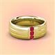 2 - LeBron Round Ruby with Brushed and Polished Finish Three Stone Men's Wedding Band (8 mm) 