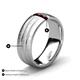 4 - LeBron Round Red Garnet with Brushed and Polished Finish Three Stone Men's Wedding Band (8 mm) 