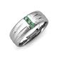 3 - LeBron Round Created Alexandrite with Brushed and Polished Finish Three Stone Men's Wedding Band (8 mm) 