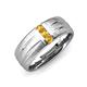 3 - LeBron Round Citrine with Brushed and Polished Finish Three Stone Men's Wedding Band (8 mm) 