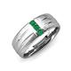 3 - LeBron Round Emerald with Brushed and Polished Finish Three Stone Men's Wedding Band (8 mm) 