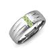 3 - LeBron Round Peridot with Brushed and Polished Finish Three Stone Men's Wedding Band (8 mm) 