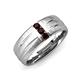 3 - LeBron Round Red Garnet with Brushed and Polished Finish Three Stone Men's Wedding Band (8 mm) 